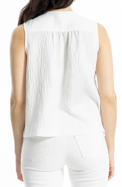 Max Studio Pintuck Crinkle Sleeveless Top In White