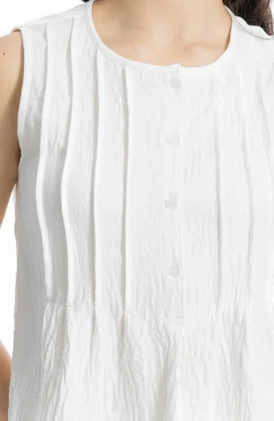 Max Studio Pintuck Crinkle Sleeveless Top In White