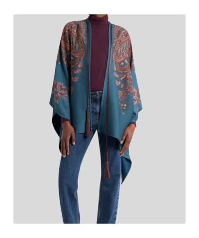 Etro Draped Ponchos And Capes Paisley Pattern In Blue