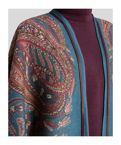 Etro Draped Ponchos And Capes Paisley Pattern In Blue