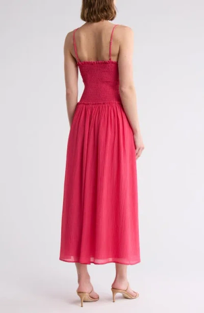 Lush Smocked Button-down Sundress In Red