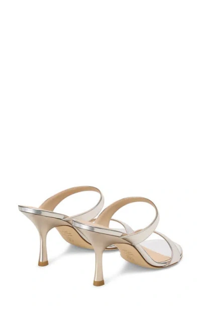 Stuart Weitzman Nudist Metallic Leather Slide Sandals In Silver