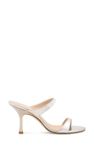 Stuart Weitzman Nudist Metallic Leather Slide Sandals In Silver