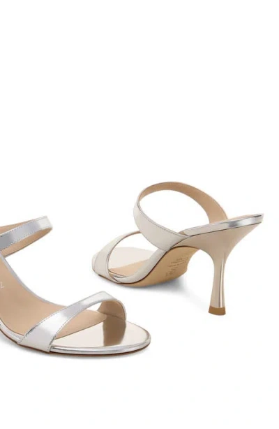 Stuart Weitzman Nudist Metallic Leather Slide Sandals In Silver