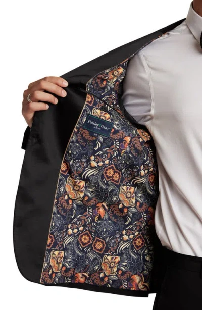 Paisley & Gray Grosvenor Slim Fit Peak Lapel Tuxedo Jacket In Black