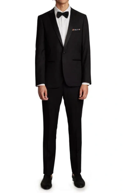 Paisley & Gray Grosvenor Slim Fit Peak Lapel Tuxedo Jacket In Black