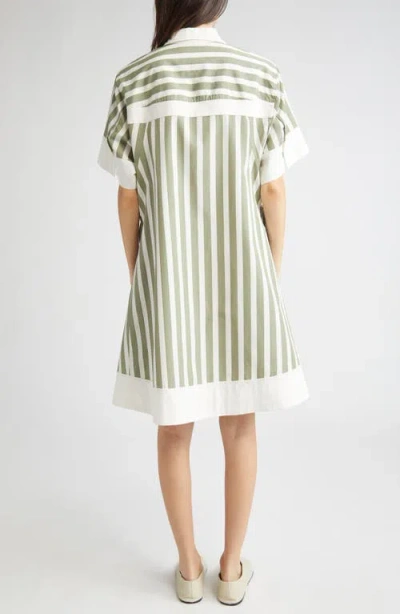 3.1 Phillip Lim Stripe Short-sleeve Shirt Dress In Green