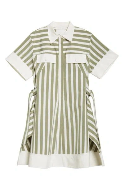 3.1 Phillip Lim Stripe Short-sleeve Shirt Dress In Green