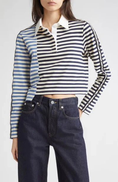 3.1 Phillip Lim Stripe Long Sleeve Cotton Polo Shirt In Multi