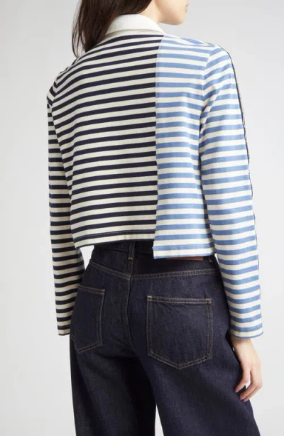 3.1 Phillip Lim Stripe Long Sleeve Cotton Polo Shirt In Multi