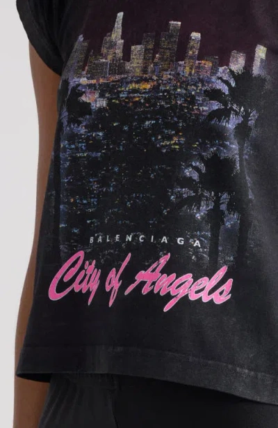 Balenciaga City Of Angels Shrunk T-shirt In Black