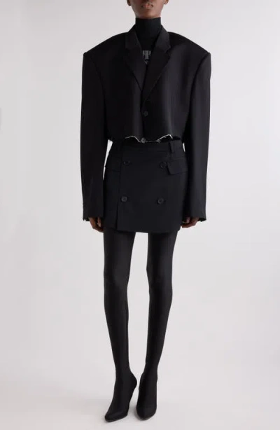 Balenciaga Cut-off Single-breasted Cropped Blazer In Black