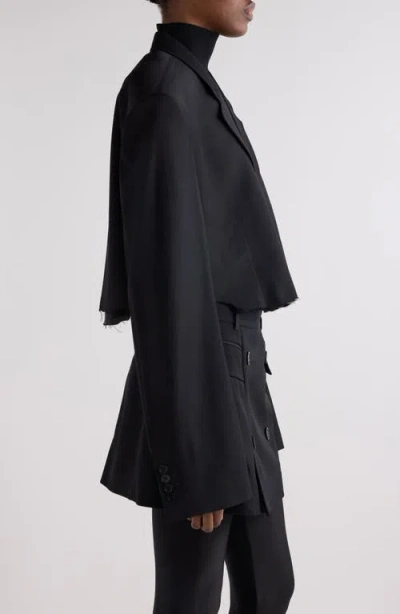 Balenciaga Cut-off Single-breasted Cropped Blazer In Black