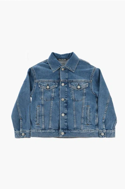 Acne Studios Relaxed Cropped Denim Jacket In Blue