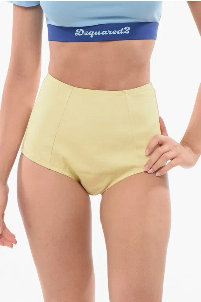 Dsquared2 Tight-fitting Culottes With Back Zip In Yellow