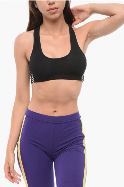 Dsquared2 Cotton Sport Bra With Side Logo In Black