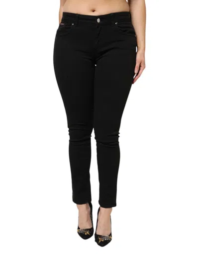 Dolce & Gabbana Chic Black Mid-waist Skinny Denim Jeans In Black
