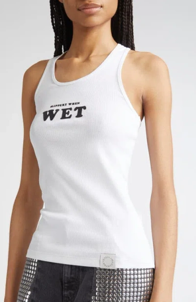 Stella Mccartney Wet Tank Top Slippery When Graphic Print In White