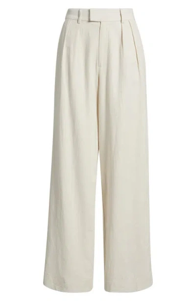 Wayf Naomi Linen Blend Straight Leg Pants In White