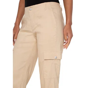Liverpool Los Angeles Crop Straight Leg Linen Blend Utility Pants In Neutral