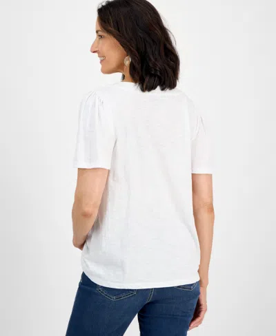 Style & Co Women's Square-neck Flutter-sleeve Knit Top, Exclusively At Macy's In White