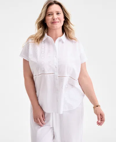 Style & Co Plus Size Eyelet Camp Shirt, Exclusively At Macy's