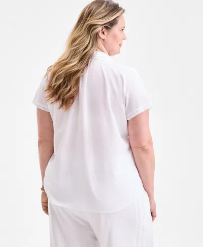 Style & Co Plus Size Eyelet Camp Shirt, Exclusively At Macy's