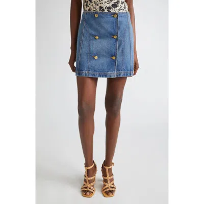 Ulla Johnson Clara Mini Denim Skirt In Danube In Brown