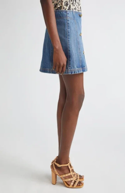 Ulla Johnson Clara Mini Denim Skirt In Danube In Brown