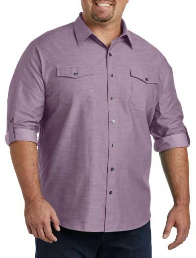 Synrgy By Dxl Big & Tall Slub Officer Sport Shirt In Purple