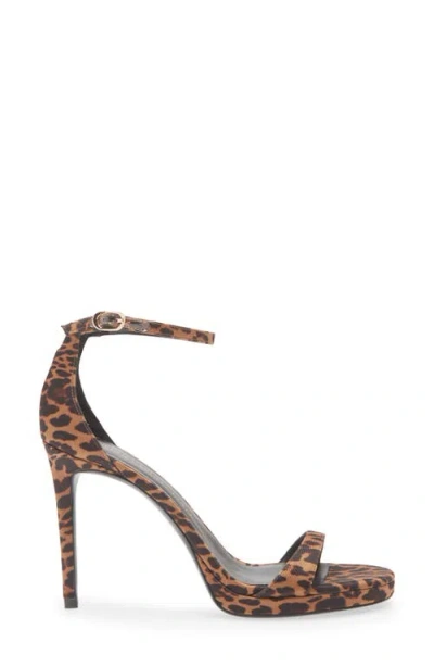 Stuart Weitzman Nudist Leopard Ankle-strap Platform Sandals