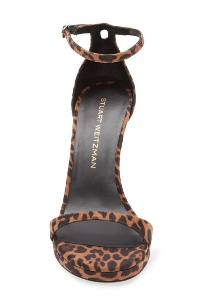 Stuart Weitzman Nudist Leopard Ankle-strap Platform Sandals
