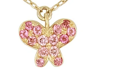 Bony Levy Pink Tourmaline Butterfly Charm Station Necklace In Gold