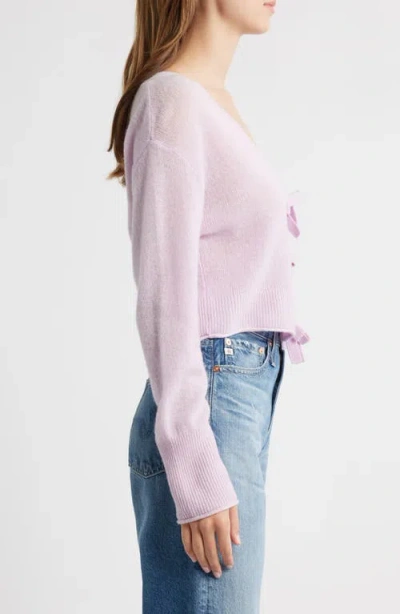 Loveshackfancy Luisella Lightweight Cashmere Cardigan In Purple