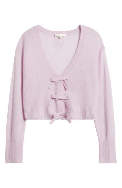 Loveshackfancy Luisella Lightweight Cashmere Cardigan In Purple