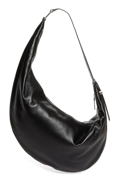 Marni Dot Medium Hobo Bag In Black Leather In Black