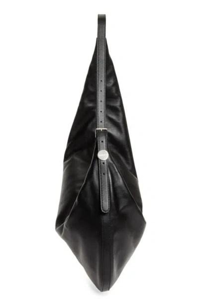 Marni Dot Medium Hobo Bag In Black Leather In Black