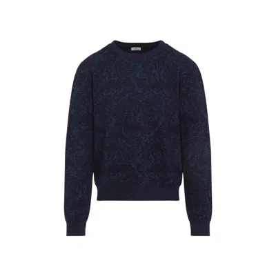 Etro Maglione In Misto Cotone Ricamato  Uomo In Black