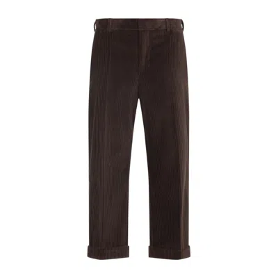 Moschino Corduroy Ribbed Trousers Rolled Hem In Brown