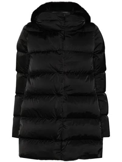 Herno Women Midi Hooded Down Jacket In Black