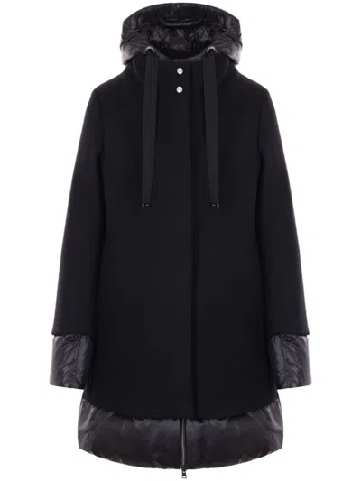 Herno Wool Padded Coat With High Neck In Black