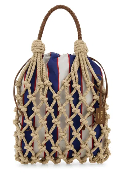 Prada Mesh Handbag With Braided Handles And Knotted Net Design