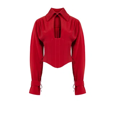 Pcfg Women's Red Your Itch Corset Blouse - Samba