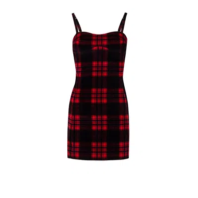 Pcfg Women's Black / Red Your Itch Plaid Mini Dress In Burgundy
