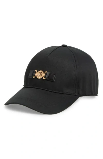 Versace Medusa Biggie Cotton Drill Adjustable Baseball Cap In Black