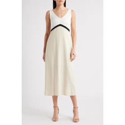 Zoe And Claire Colorblock Midi Sundress In Neutral