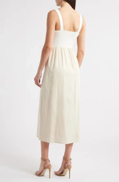 Zoe And Claire Colorblock Midi Sundress In Neutral