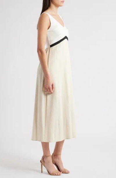 Zoe And Claire Colorblock Midi Sundress In Neutral