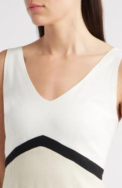 Zoe And Claire Colorblock Midi Sundress In Neutral