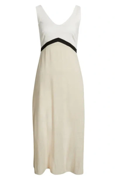 Zoe And Claire Colorblock Midi Sundress In Neutral